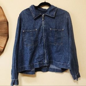 Venezia Jeans | Large Pocket Zip Up Jean Jacket